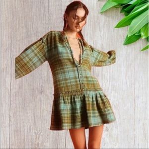 Free people Alexa plaid mini dress
